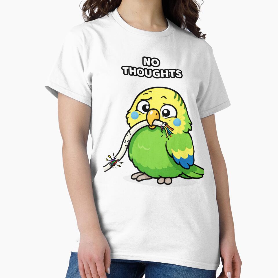 No Thoughts Head Empty Budgie Funny Bird Meme by FeatherChaos