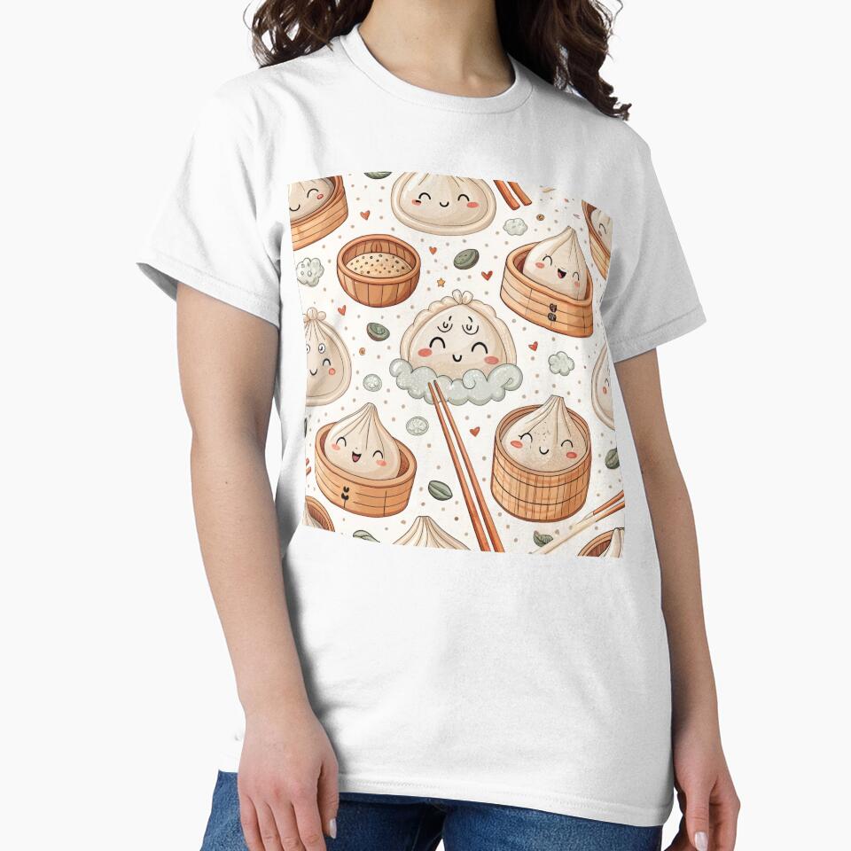 Cute Kawaii Dumpling Seamless Pattern by Marie and Grace Designs