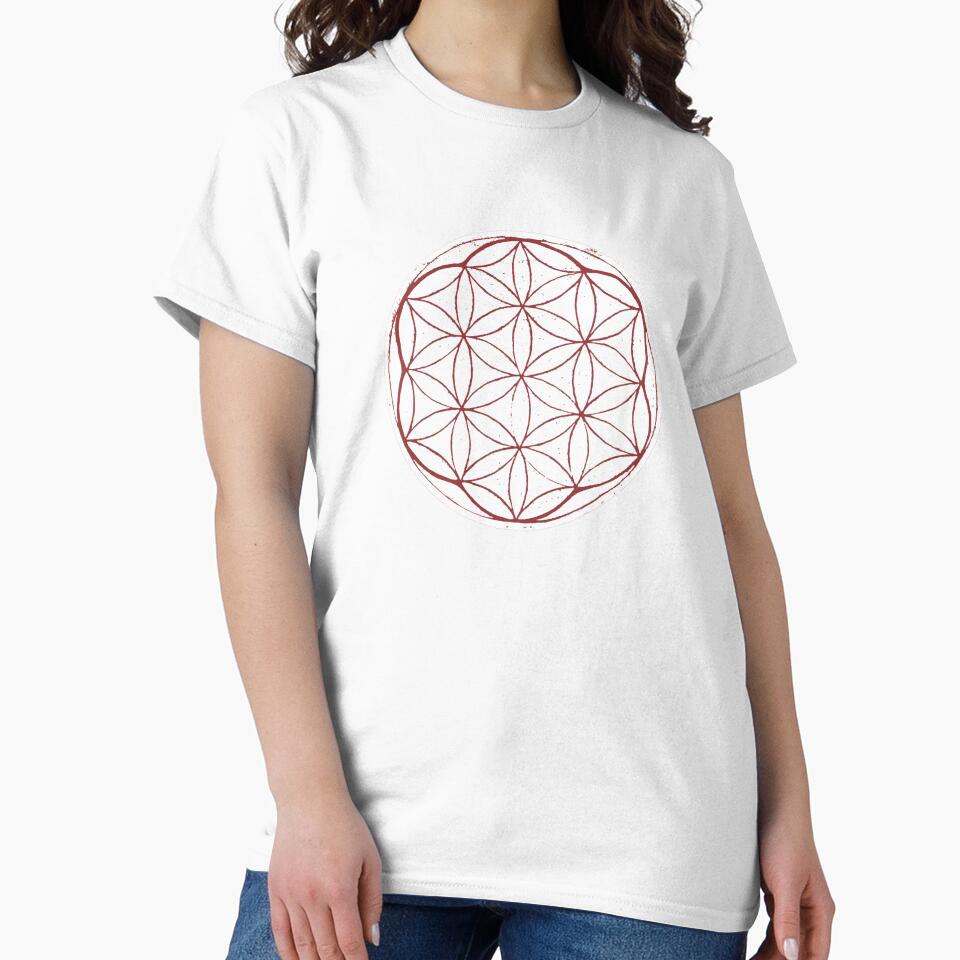 Flower of Life Linocut - Snow + Ruby by Irene Estelle