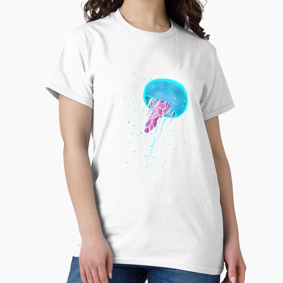Neon glow jellyfish in the ocean by Vipstride  Services