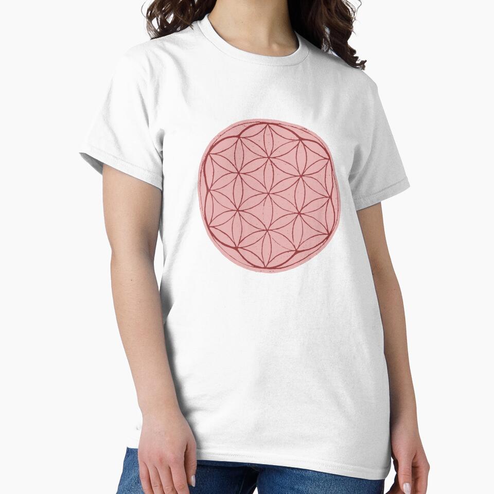 Flower of Life Linocut - Rose + Ruby by Irene Estelle