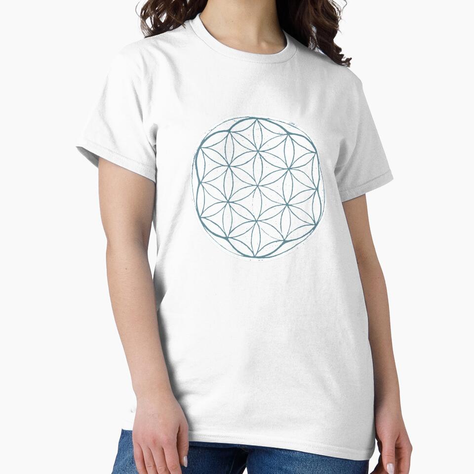 Flower of Life Linocut - Snow + Peacock by Irene Estelle