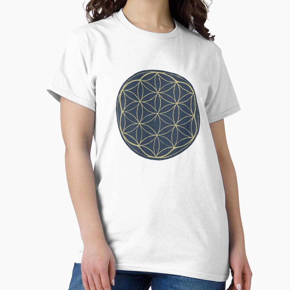 Flower of Life Linocut - Dusk + Gold by Irene Estelle