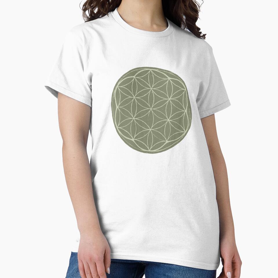 Flower of Life Linocut - Sage + Tea by Irene Estelle