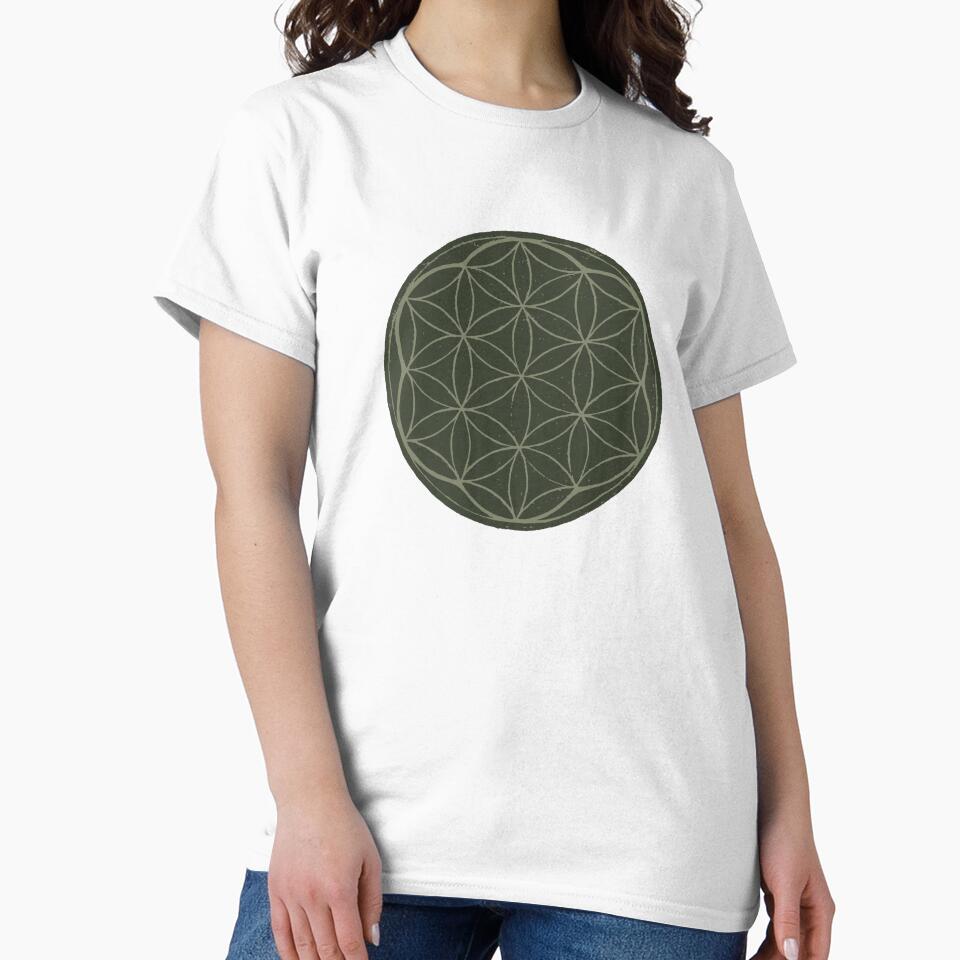 Flower of Life Linocut - Pine + Sage by Irene Estelle