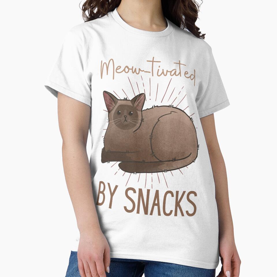 Meow-tivated by snacks - Chocolate Point Burmese Cat - Gifts for cat lovers by FelineEmporium