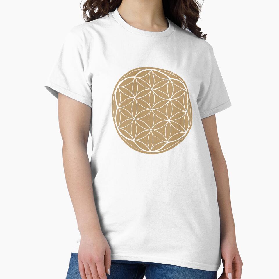 Flower of Life Linocut - Fawn + Snow by Irene Estelle