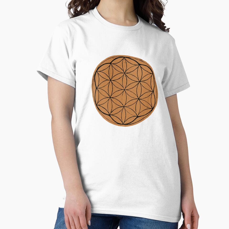 Flower of Life Linocut - Rust + Coal by Irene Estelle