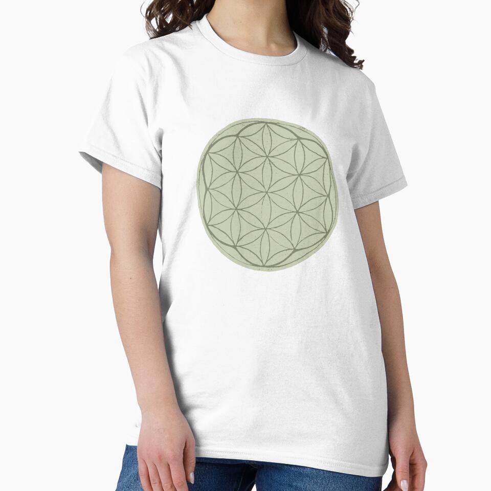 Flower of Life Linocut - Tea + Sage by Irene Estelle