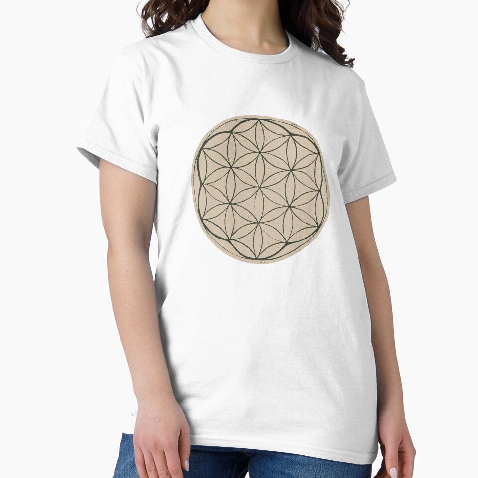 Flower of Life Linocut - Dove + Pine by Irene Estelle