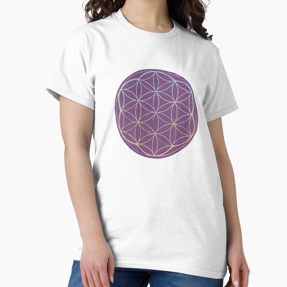 Flower of Life Linocut - Plum + Rainbow Sorbet by Irene Estelle