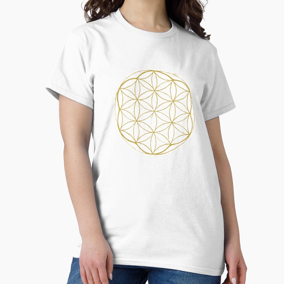 Flower of Life Linocut - Snow + Saffron by Irene Estelle