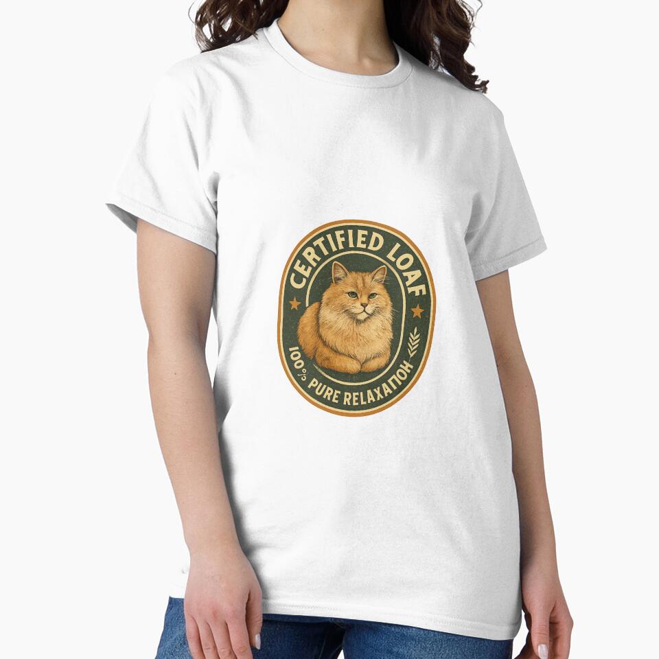 Certified Loaf Cat – 100% Pure Relaxation Vintage Cat T-Shirt by Cozy Cat Collective