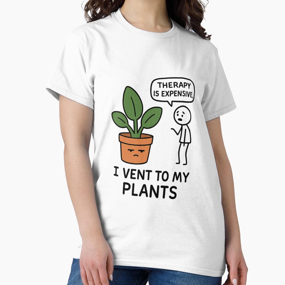Therapy is Expensive I Vent to My Plants – Funny Plant Lover Comic Design by Domci