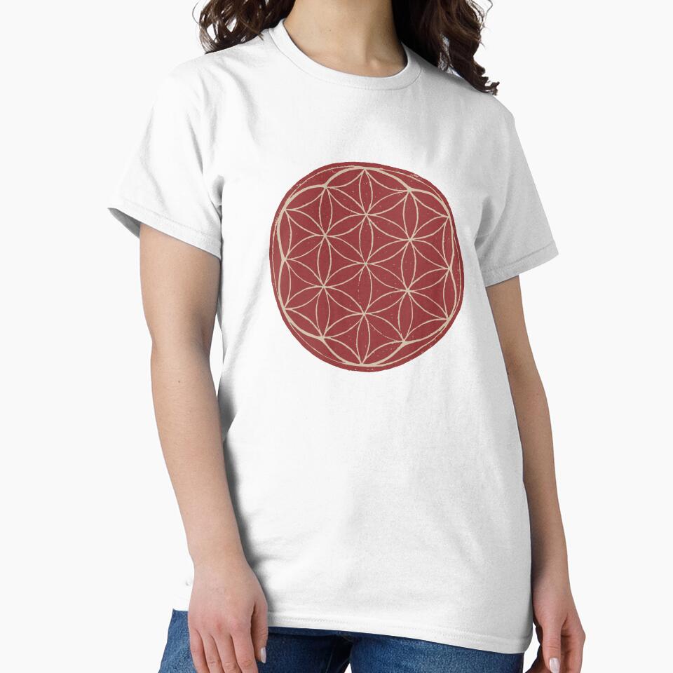 Flower of Life Linocut - Ruby + Dove by Irene Estelle