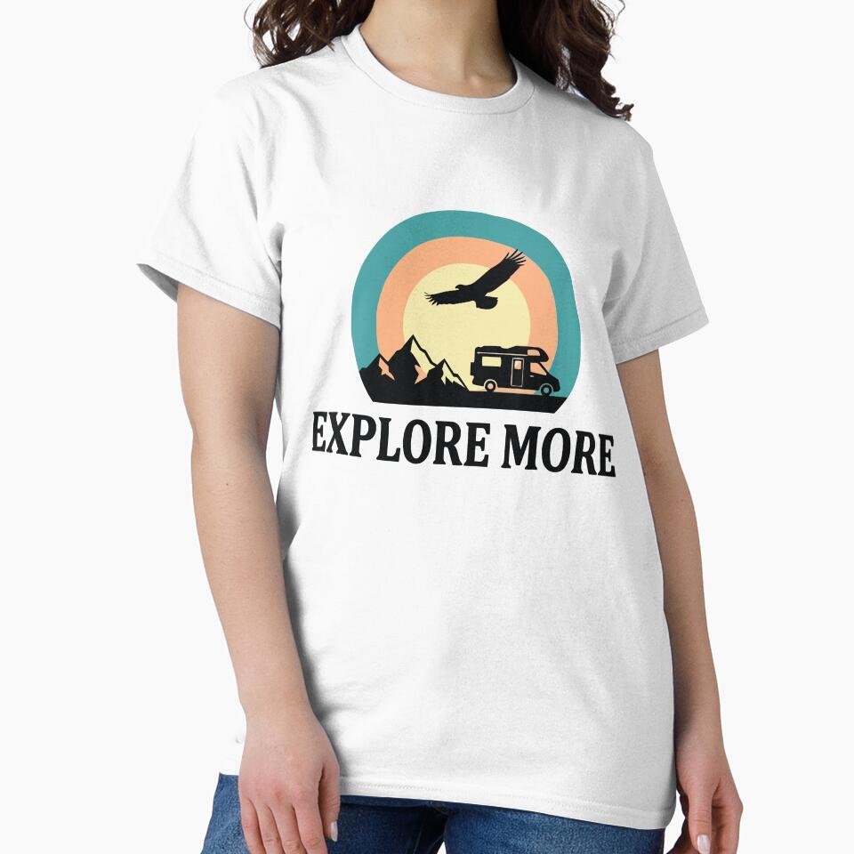 Explore More - Eagle & Mountain Van Life Retro Sunset Circle Banner by Arc2020