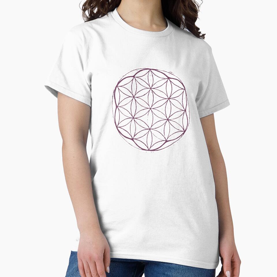 Flower of Life Linocut - Snow + Beet by Irene Estelle