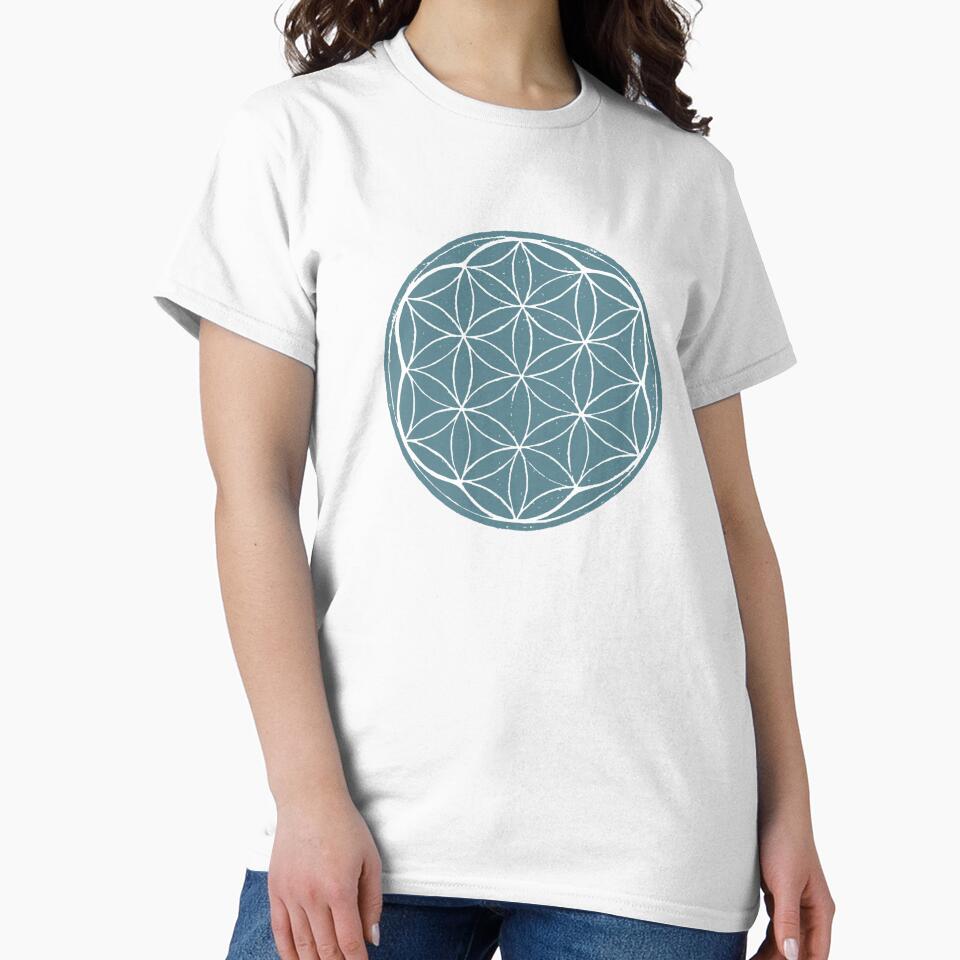 Flower of Life Linocut - Peacock + Snow by Irene Estelle