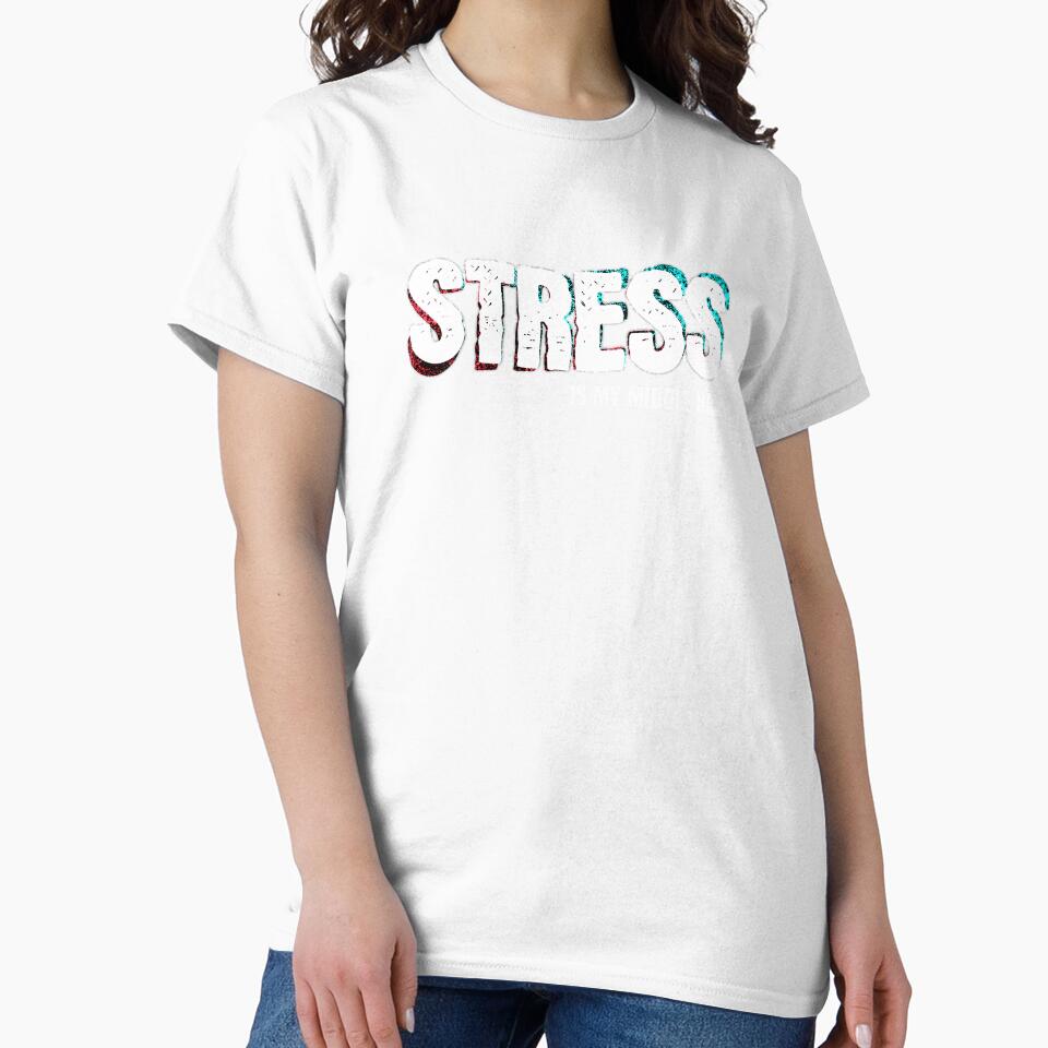 Stress Is My Middle Name Red and Blue Glitch Typography Design by MoeTiff