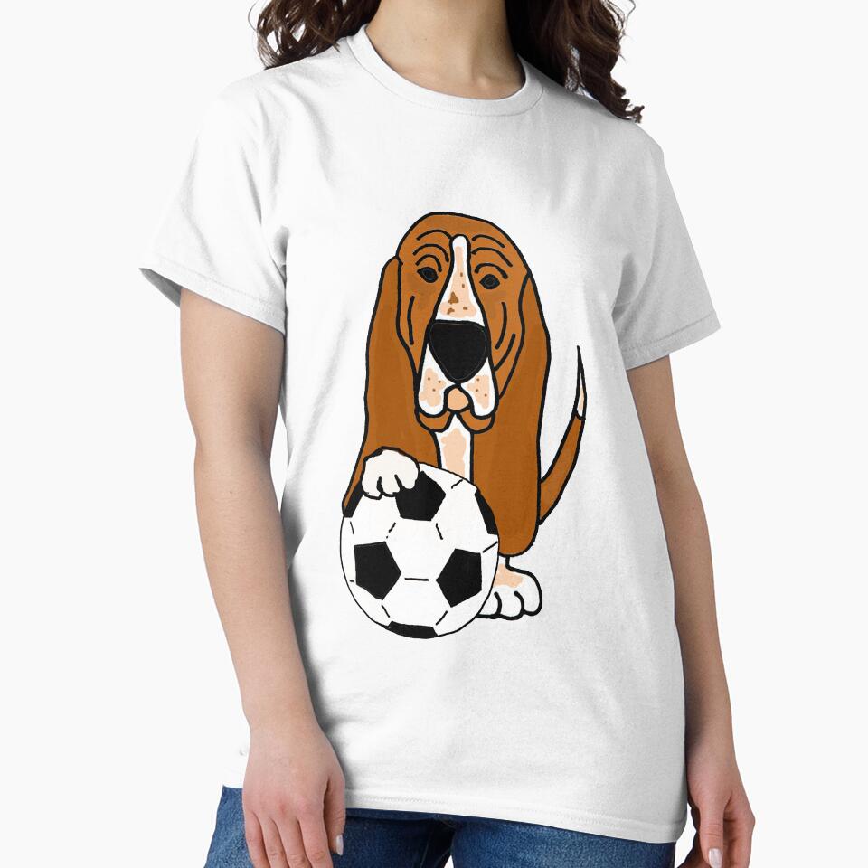Funny Basset Hound Dog Playing Soccer by Nature's Fancy