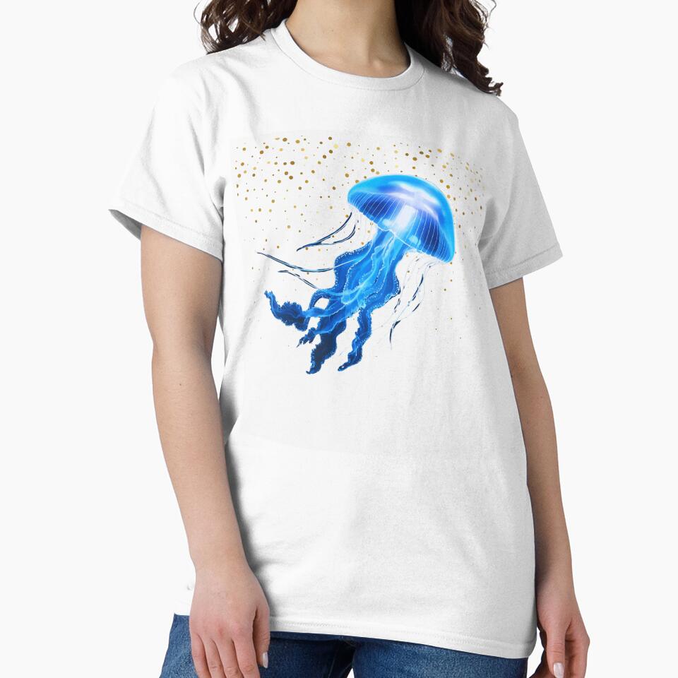 Starlight Drift: Glowing Blue Jellyfish by Harmon Luxe Studio