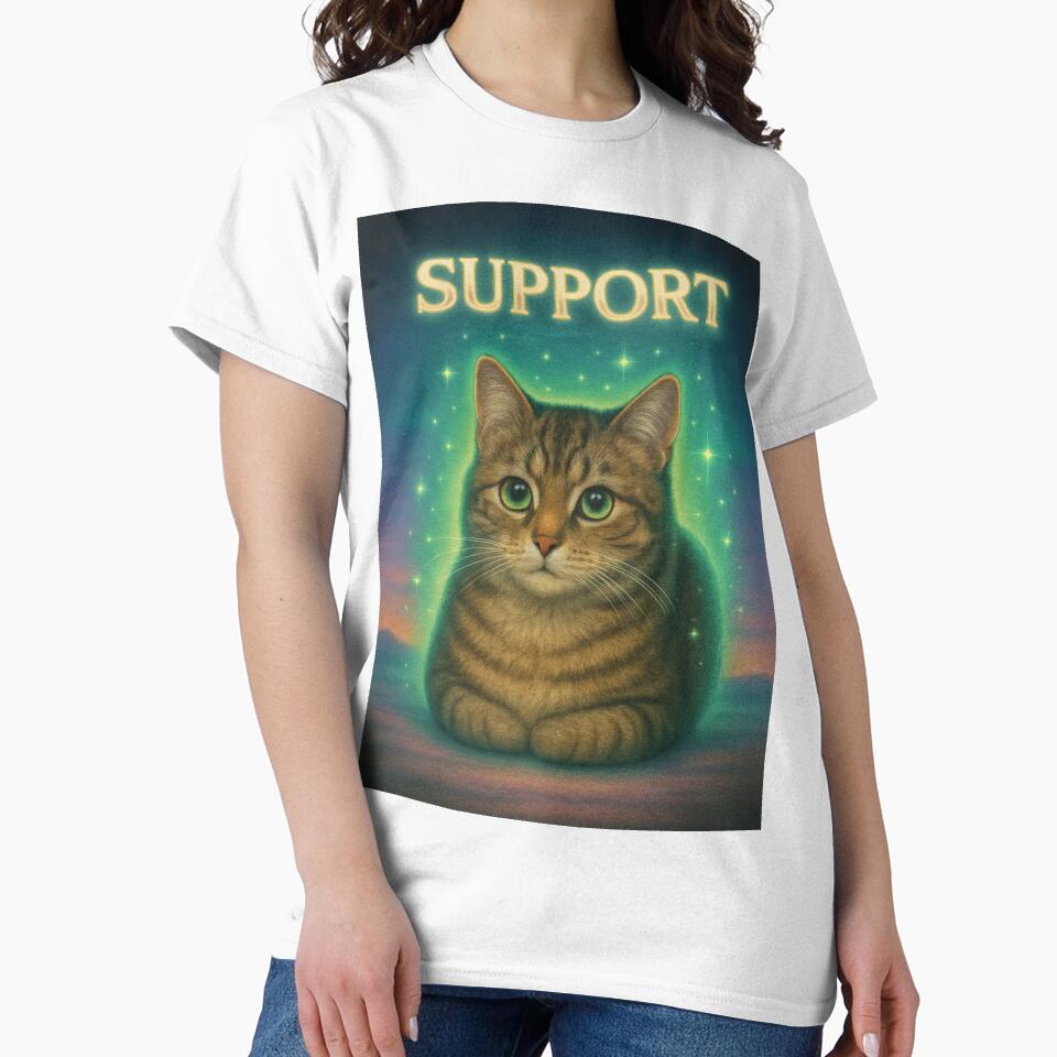 Support Loaf Funny 80s Healer Cat T-Shirt by catastrocat