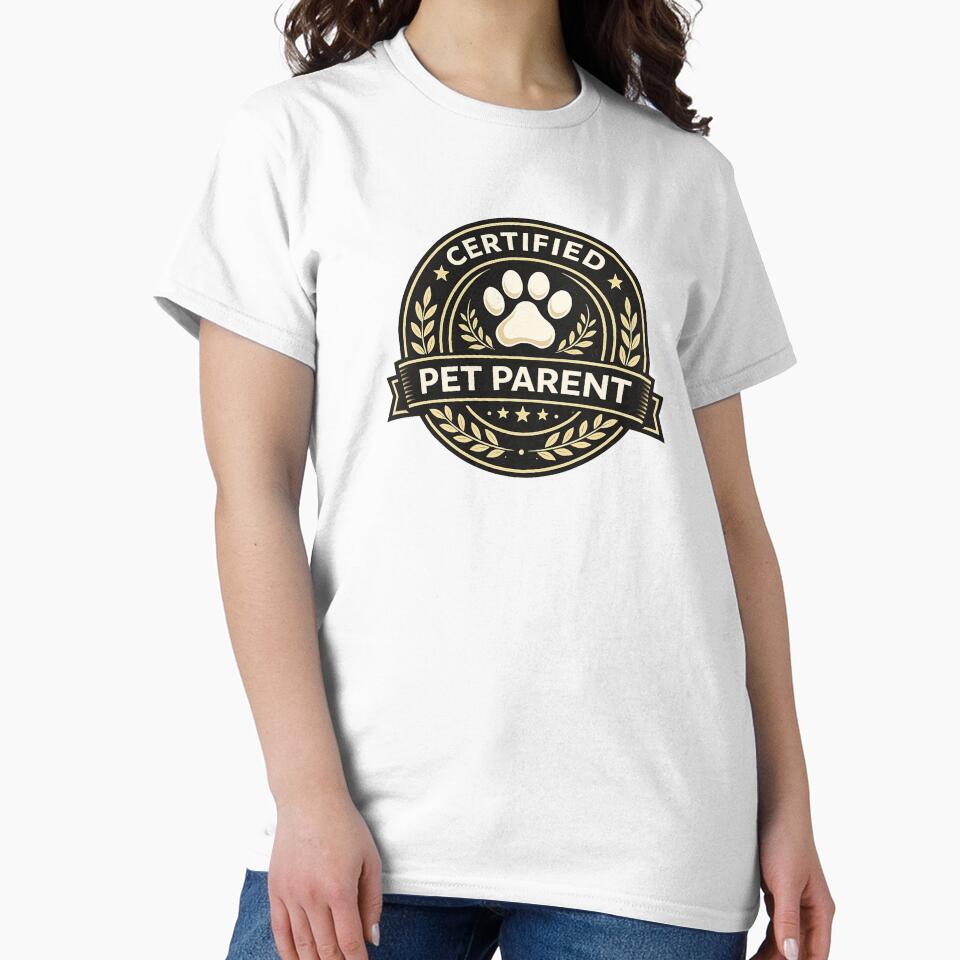 Certified Pet Parent Premium Pet Lover Badge Dog Cat Mom T-Shirt by warlistop
