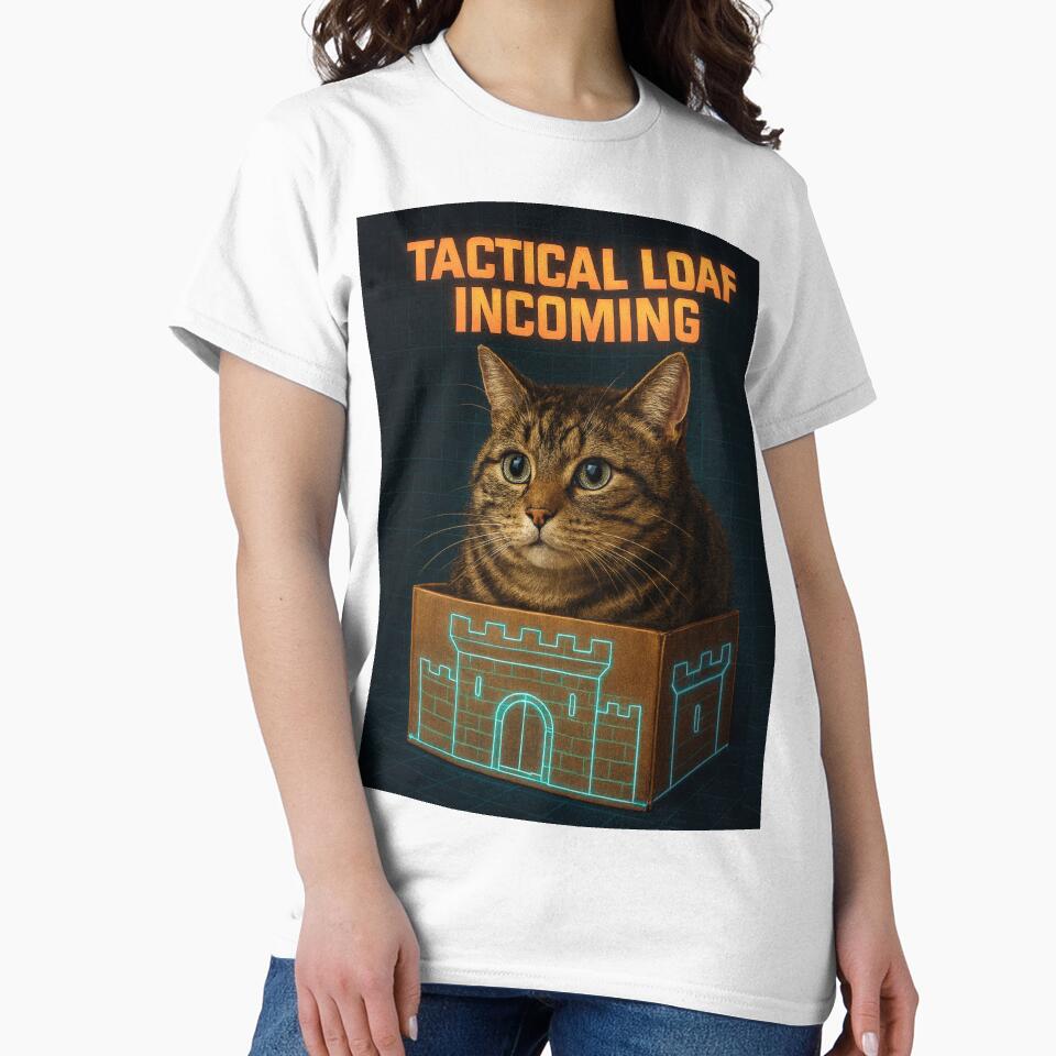 Tactical Loaf Funny 80s Gamer Cat T-Shirt by catastrocat
