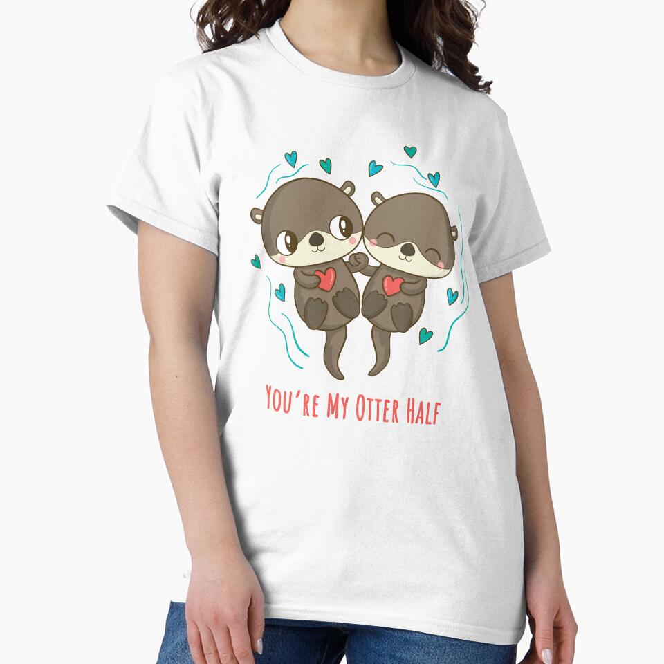 You're My Otter Half - Cute Otters Holding Hands by GasparArts