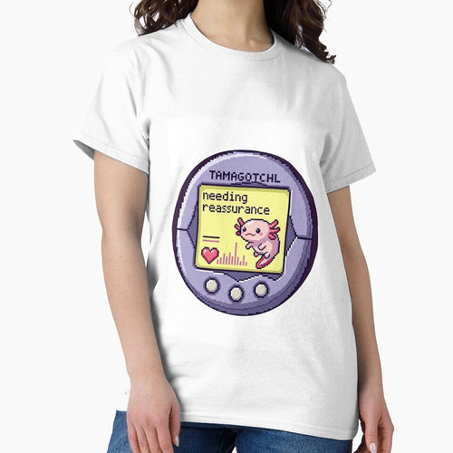 "Tamagotchi Axolotl – Needing Reassurance" Aesthetic Pixel Pet Design by Riqis.co Shop