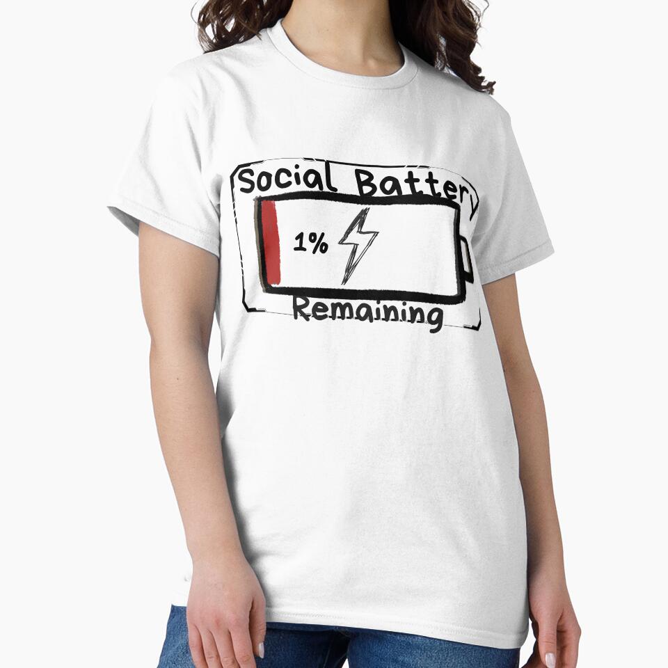 Social Battery 1% Remaining – Funny Introvert Quote Design by MindbiteSolutions