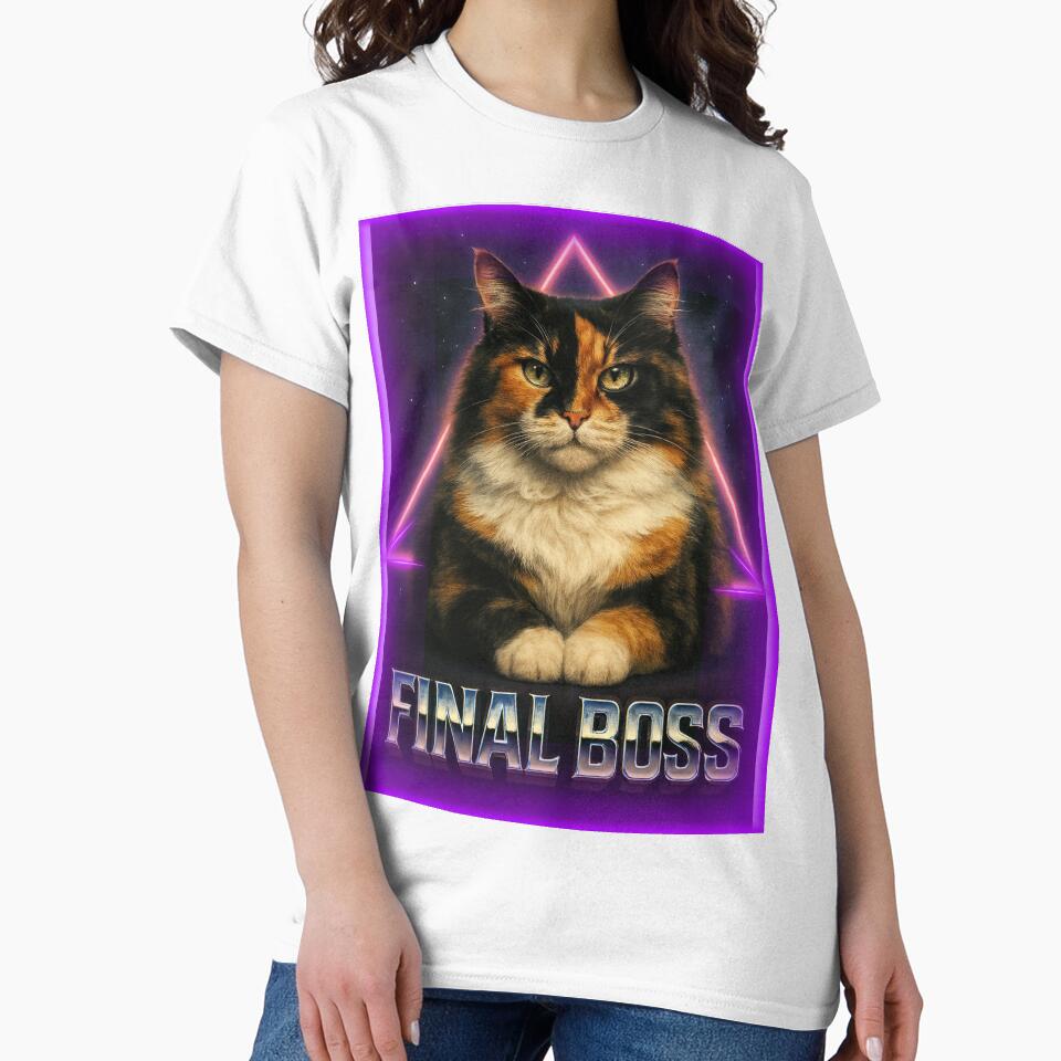 Final Boss Loaf Funny 80s Gamer Cat T-Shirt by catastrocat