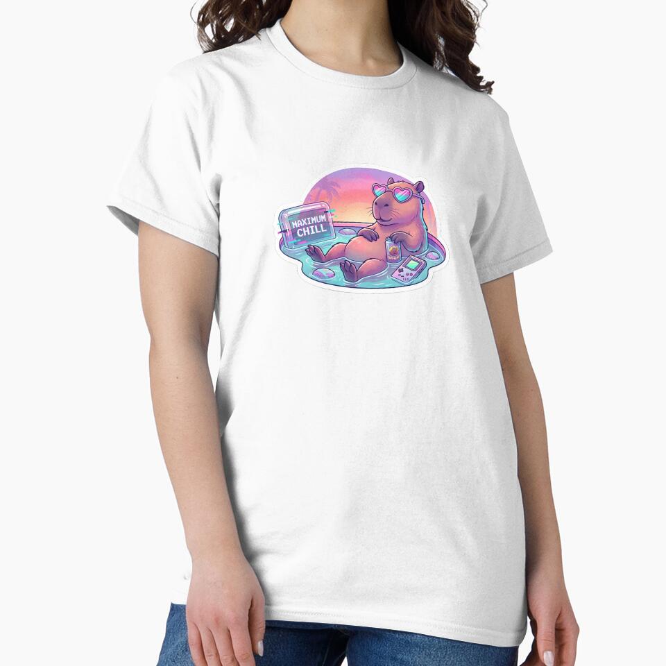 Vaporwave Capybara - Maximum Chill Retro Gaming Sticker by OrbitArcade