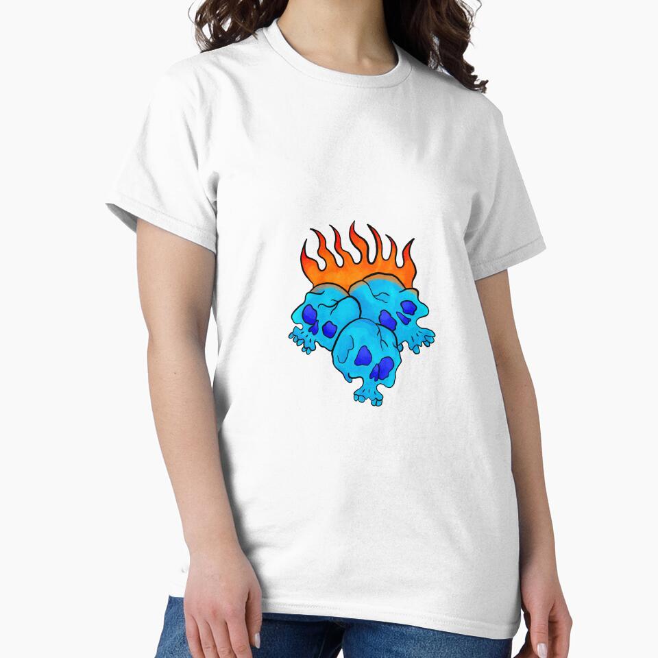 Flaming Blue Skull Trio by BrokenC0mb