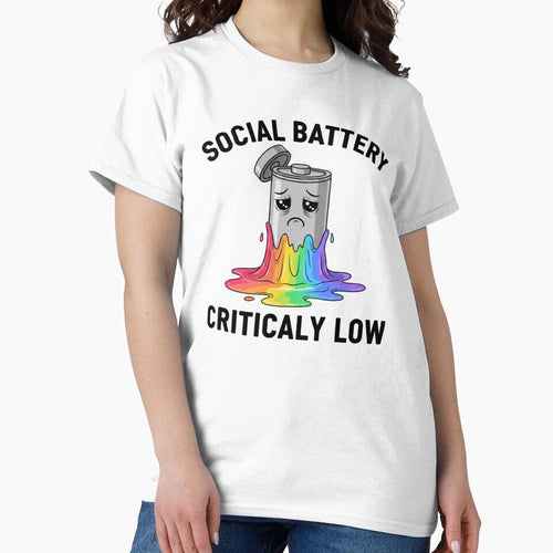 "Social Battery Critical Low"||Melting Rainbow Battery Aesthetic Shirt by TeerificThreads