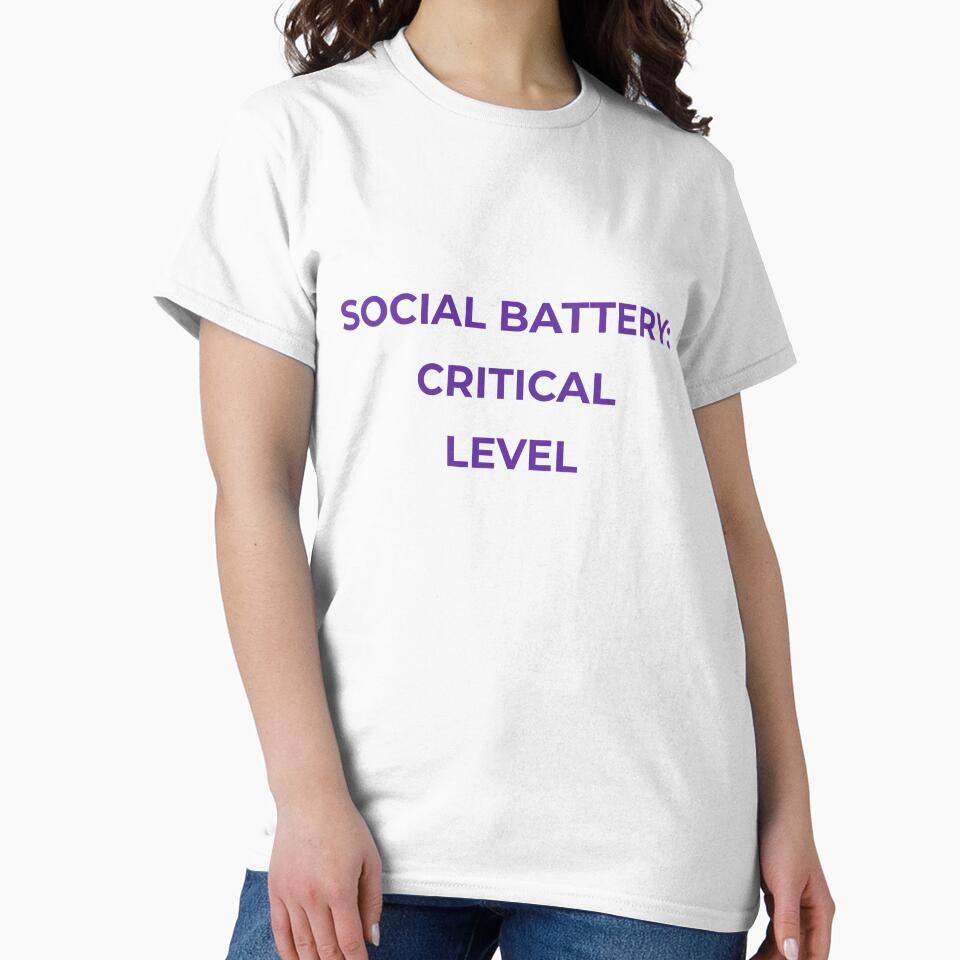 Social Battery Critical – Introvert Humor Quote by lowenergyclubco