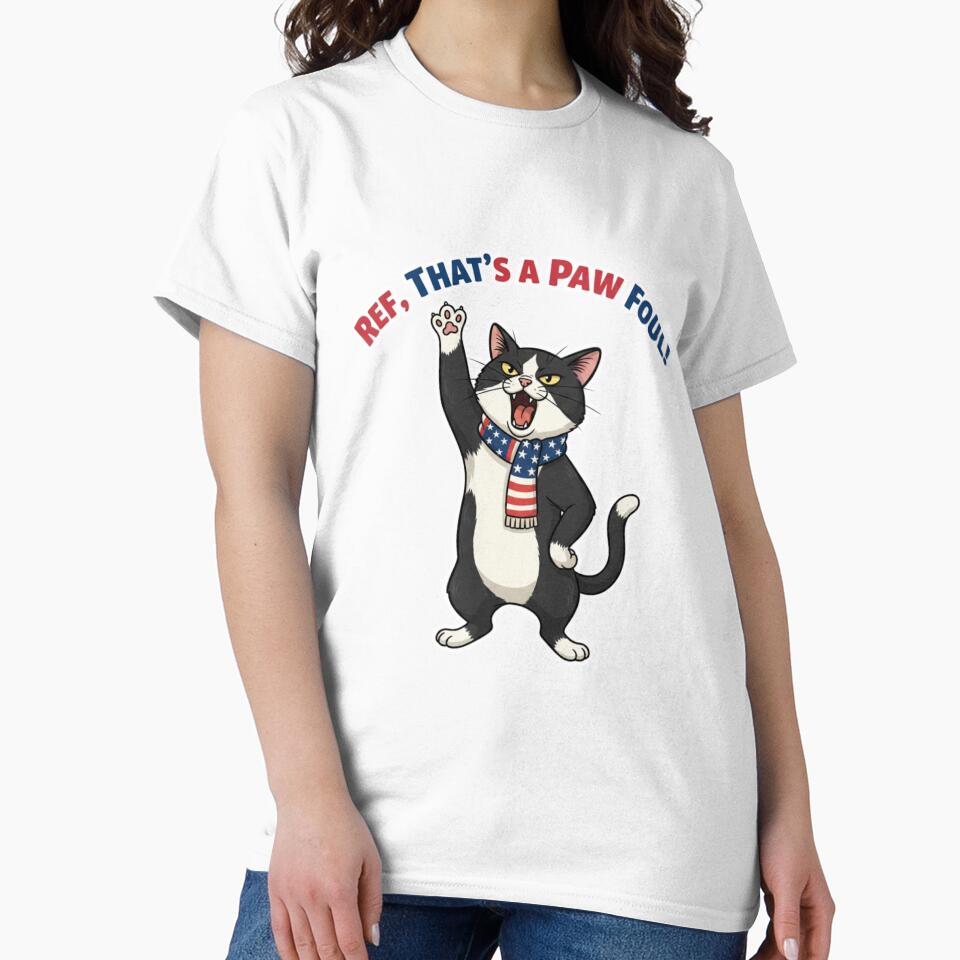 Ref, That's a Paw Fo ul! — Funny Tuxedo Cat Football Design BLUE by catastrocat