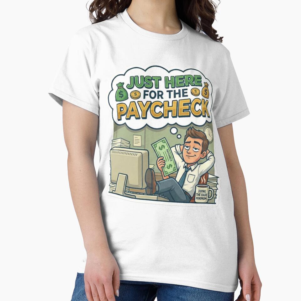 Just Here For The Paycheck - Doing The Bare Minimum Office Humor by Rengwear