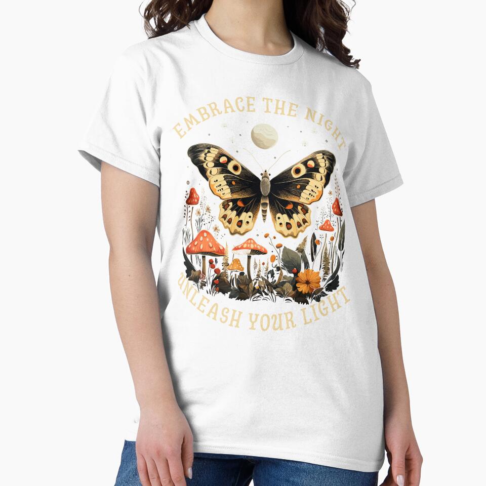 Moth With Mushrooms & Moon Embrace The Night by CosyTeal