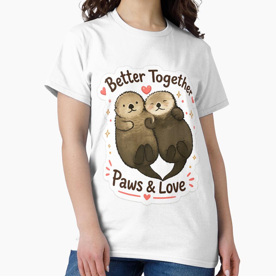 Cute Sea Otters Better Together Paws and Love Sticker by Devendra009