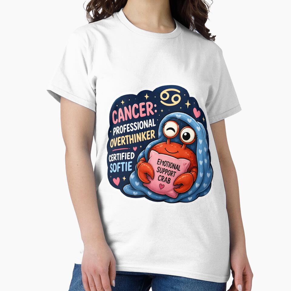 Cancer Professional Overthinker Certified Softie Sticker by Zodiac Celestial Art