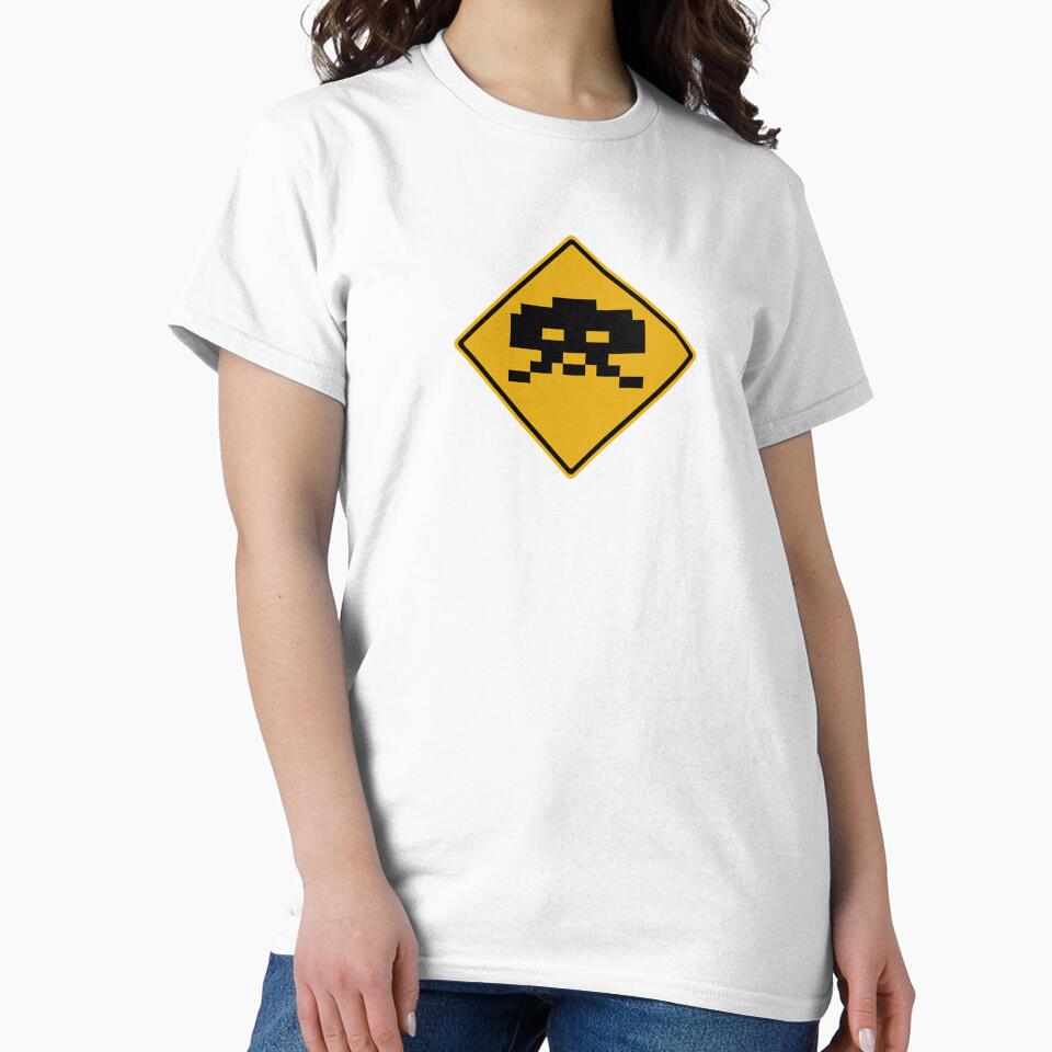 Pixelised Invader 02 Silhouette Road Sign by Dalekboy