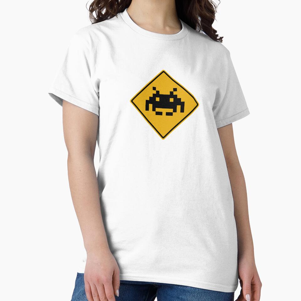 Pixelised Invader 01 Silhouette Road Sign by Dalekboy