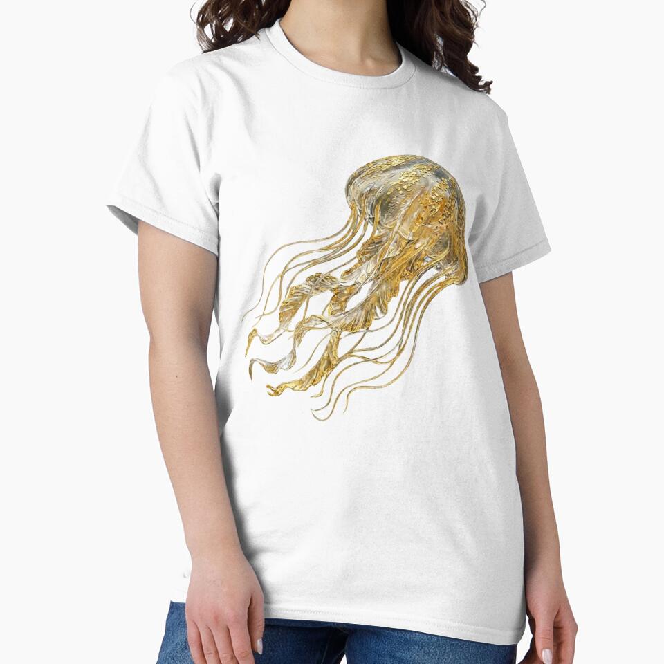 Golden Ethereal Jellyfish – Impasto Oil Painting Style by MagicMood Creations