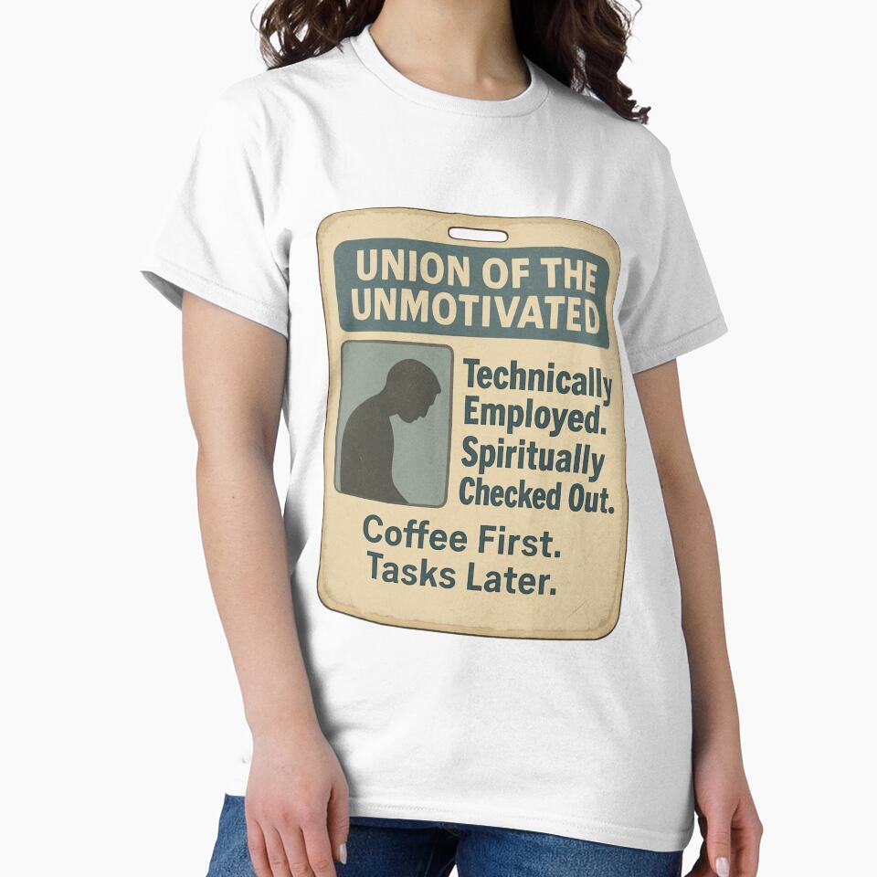 Technically Employed. Spiritually Checked Out – Union of the Unmotivated ID Badge by unclejohncorner