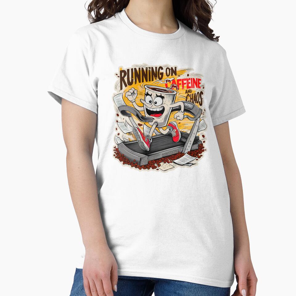 Running on Caffeine and Chaos Funny T-Shirt by Witty Shirts