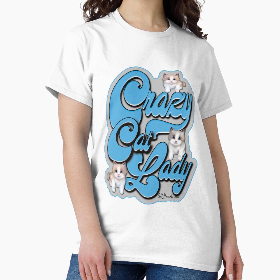 Crazy Cat Lady Fun Blue Word Art by WLHmedia.com