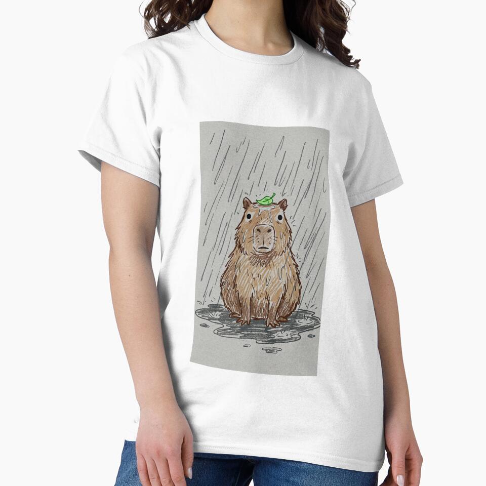 Stoic Zen Capybara Chilling In The Rain by Coon & Momo