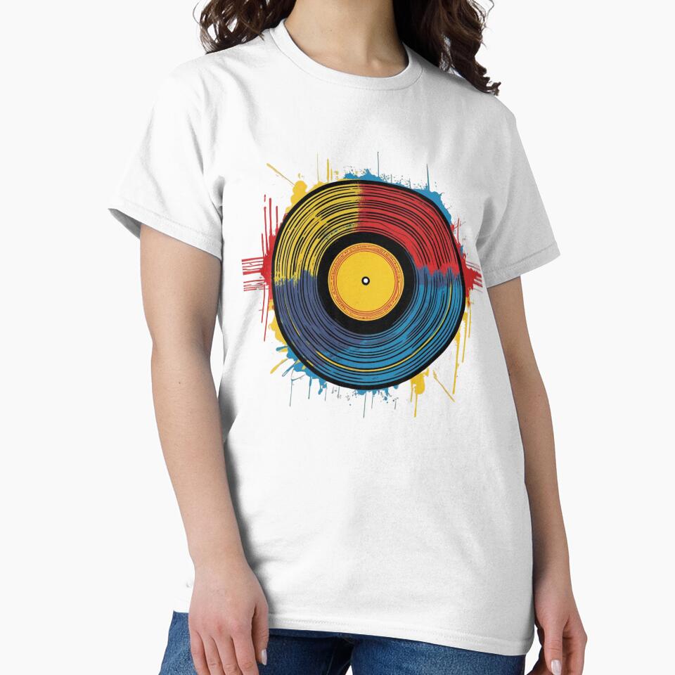 Spin It Old School – Vintage Vinyl Record on Cream Background by The Sandy Design Store