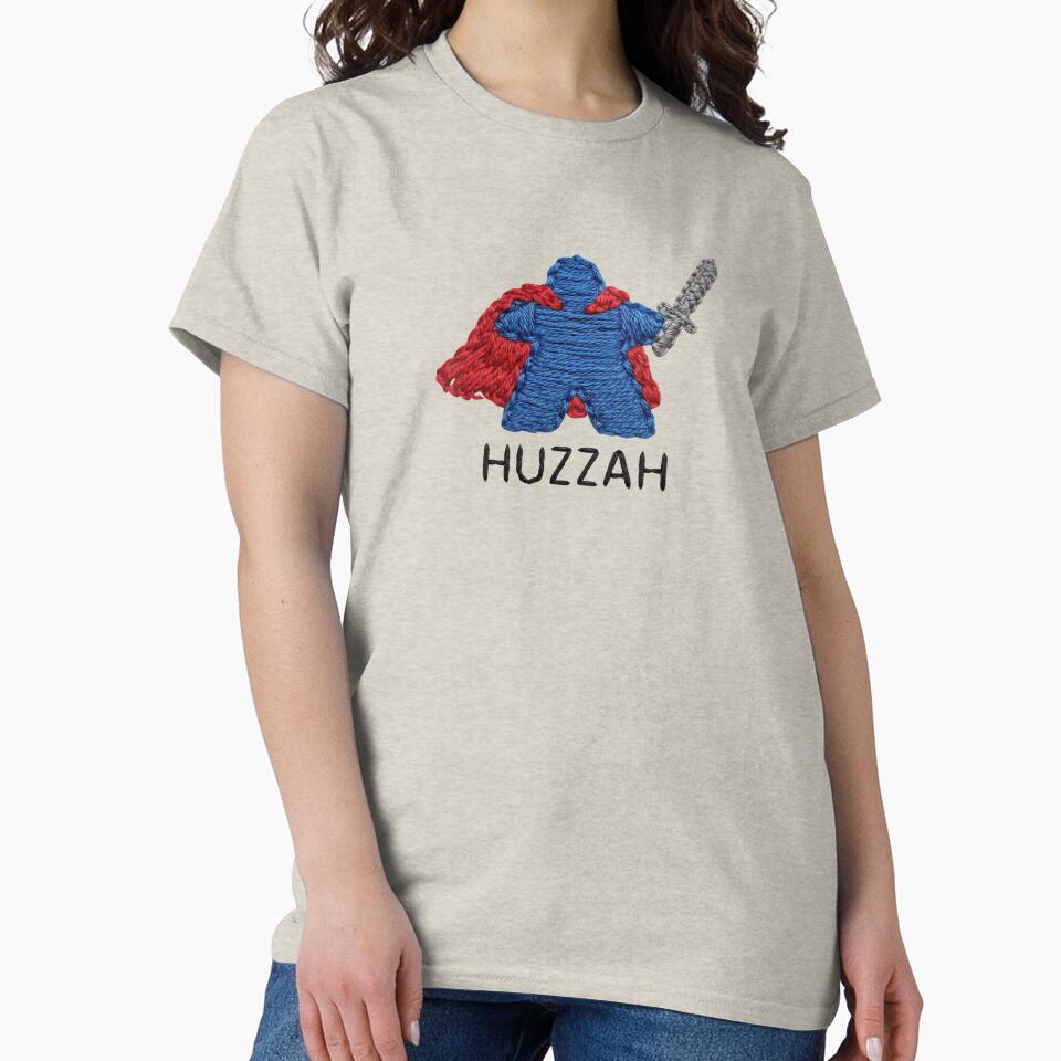 Cute Embroidered Huzzah Meeple with Sword by TackyTime